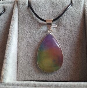 Natural Polished Rainbow Quartz Druzy  Pendant